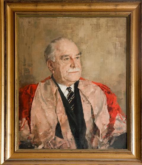 A portrait of Ronald Norrish painted by William Evans in 1969