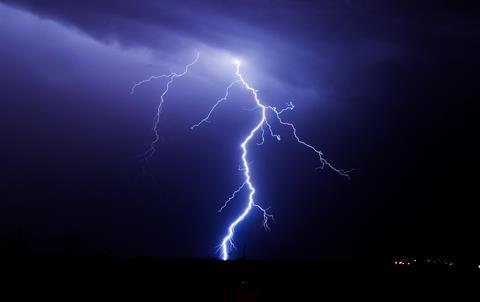 Lightning in the sky during a summer storm