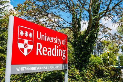 A street sign for the University of Reading, Whiteknights campus