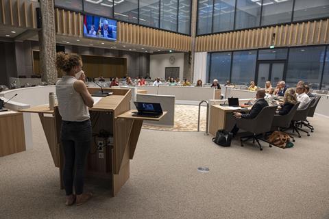 Courtroom during hearings of Chemours PFAS suit