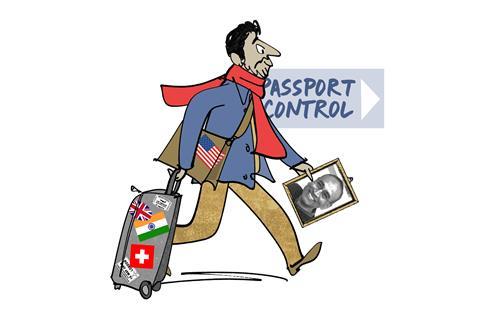 Man heading to the passport control