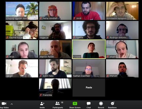 An image showing a Skype call with group members