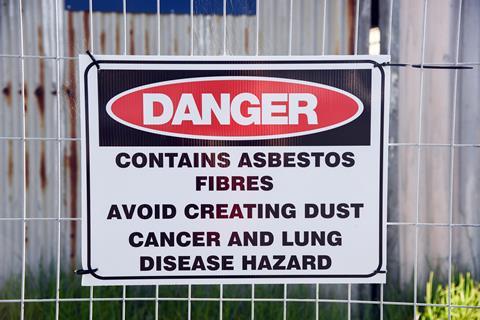 Asbestos warning sign