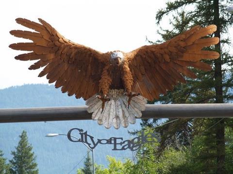 An Eagle marks the gateway to Libby, Montana