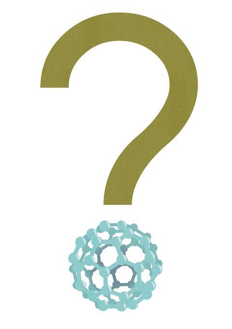 An illustration of a question mark with a buckminsterfullerene 