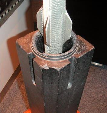 An image showin a typical graphite brick from a Magnox reactor