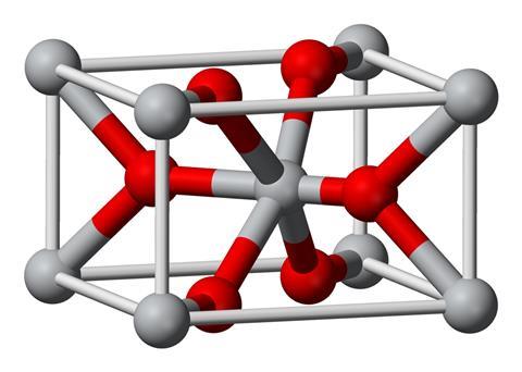 Rutile unit cell 3D molecular model