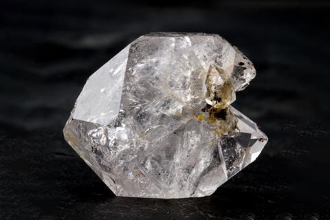 Herkimer Diamond crystal on black background