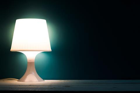 Lamp night light in a dark background
