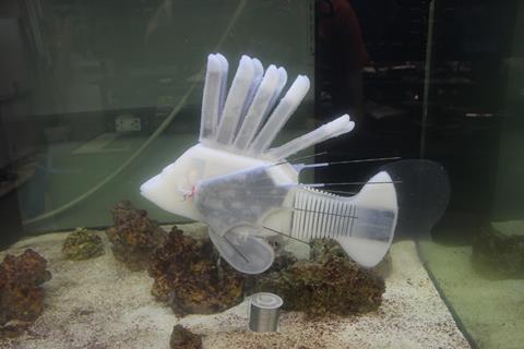 An image showing an assembled soft robotic fish 