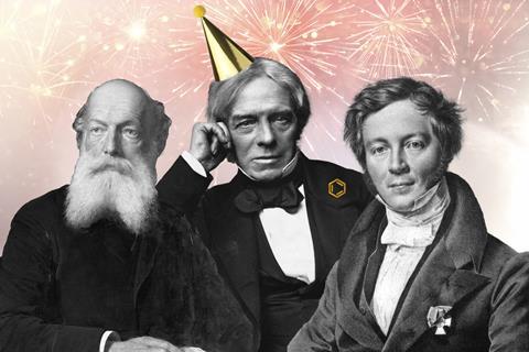 Kekule, Faraday and Mitscherlich in a party collage