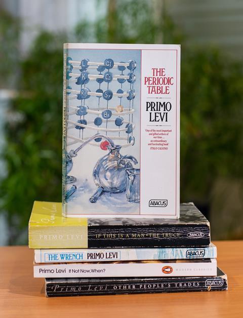 An image showing a stack of books written by Primo Levi
