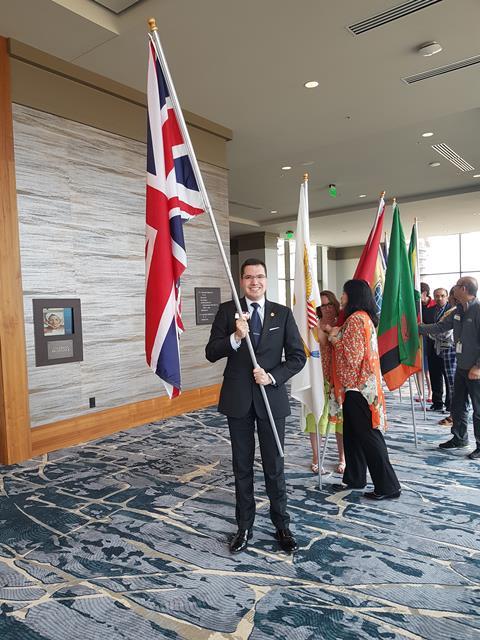 Man with British flag