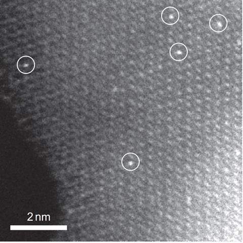 An image showing how only Pt single atoms are present in the sample