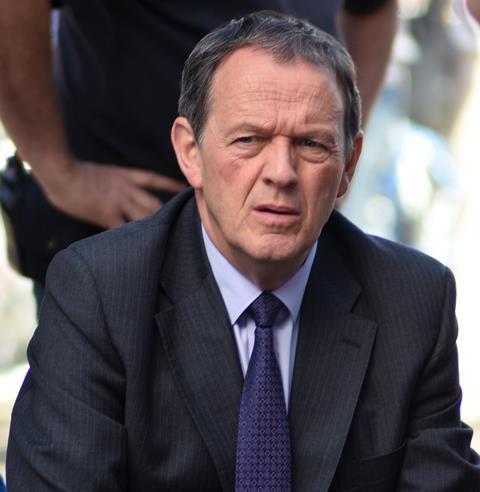 Kevin Whately as Inspector Lewis during filming of Lewis in Broad Street, Oxford, August 2015.