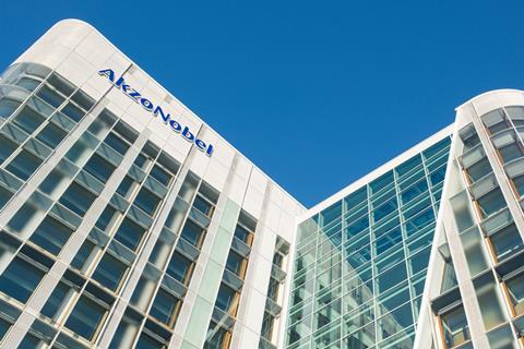 A photograph of the AkzoNobel Center in Amsterdam