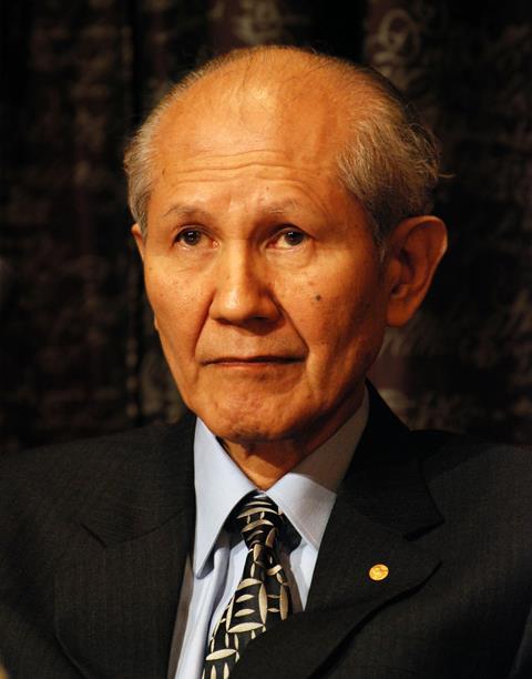 Osamu Shimomura, Nobel Prize Laureate for Chemistry 2008, at a press conference at the Swedish Academy of Science in Stockholm