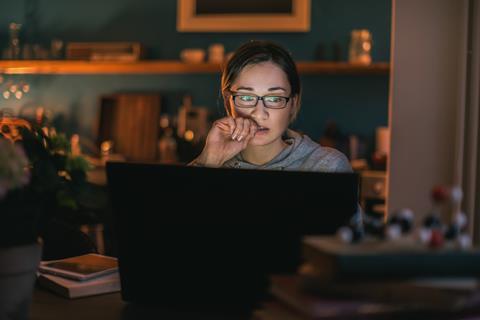 Woman in front of computer