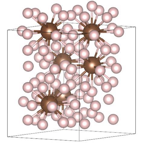 Pink and brown spheres in a cube