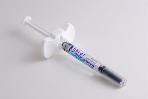 An image showing an Enbrel injection