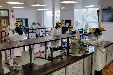 An image showing students working in the lab