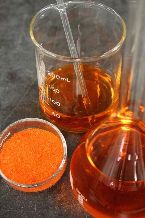 Preparing a solution from the salt of sodium dichromate