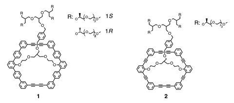 Self assembly of dimeric chiral pores into a gated homochiral porous nanosheet. a  Molecular structure of aromatic macrocycles 1 and 2