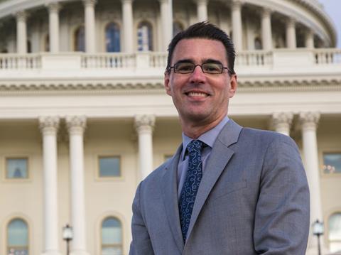 Michael Fernandez in front of the Capitol building in Washington DC, USA