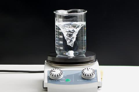 Stirrer bar in beaker