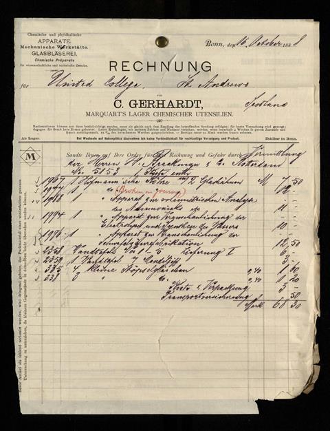 A picture of the purchase entry for the aquisition of the table