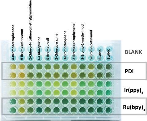 Different coloured reactions in 96 well plate
