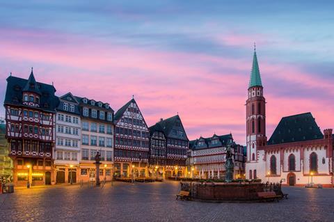 The old medieval town square in Romerburg, Frankfurt