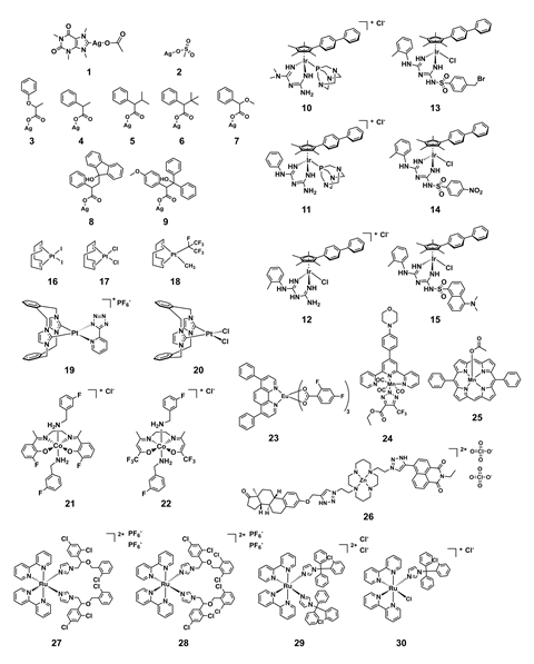 An image showing the structures of the metal complexes