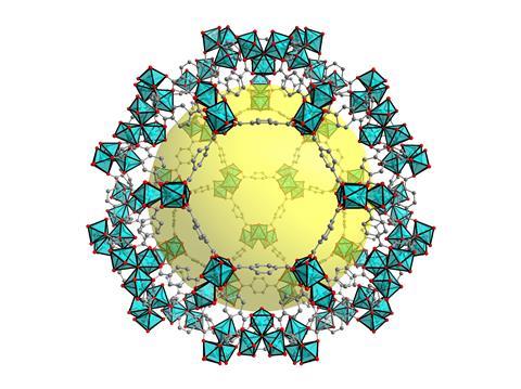 An image showing a large pore in the MIL-101(Cr) framework