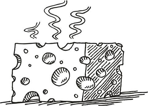 Black and white smelly cheese illustration