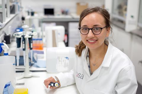 A photo of a scientist in a lab