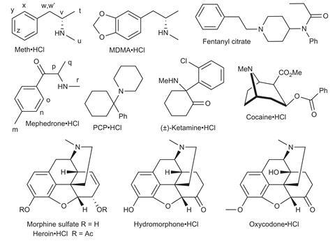 Chemical  structures of legally controlled drugs