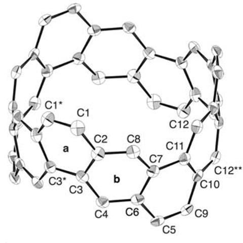ORTEP diagram of carbon nanobelt structure - Figure 3a