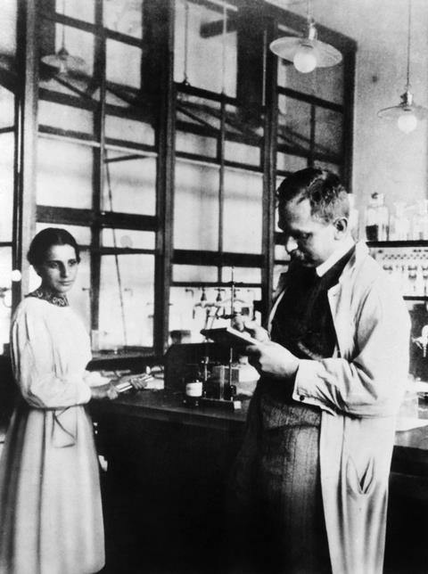 Lise Meitner and Otto Hahn in their Dahlem laboratory, Germany, in 1913