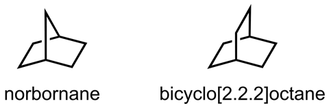 Chemical structures for norbornane and bicyclooctane