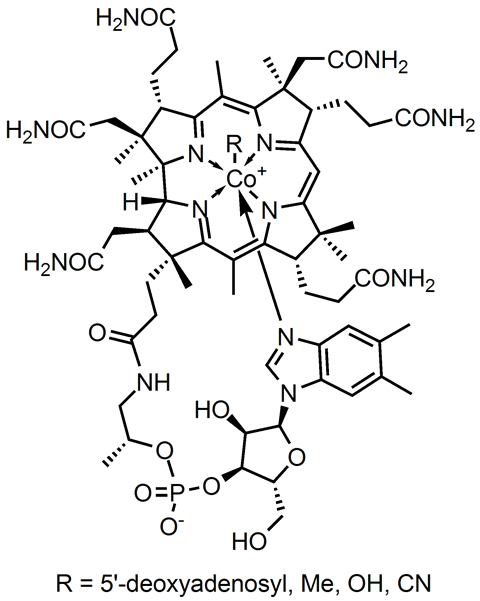 Chemical structure of vitamin B12