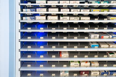 Empty pharmacy shelves
