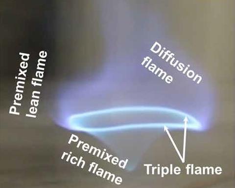 An image showing the observed blue whirl