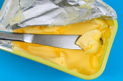 Open tub of margarine 