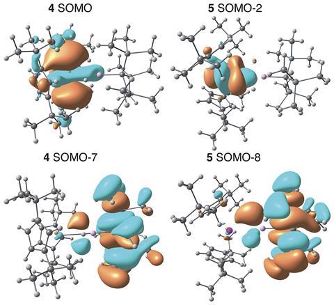 Calculations confirmed the structures as the first examples of An-M interactions where the actinide behaves as an electron donor
