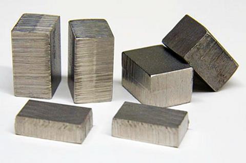 Samples of Invar, a nickel-iron alloy with a very low coefficient of thermal expansion.