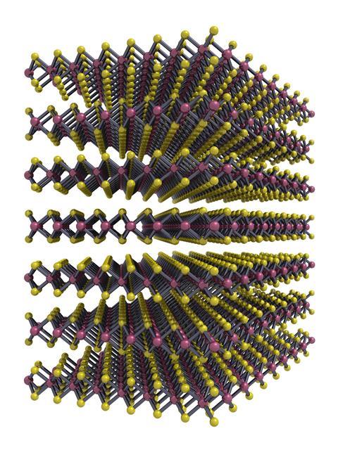 A stack of molybdenum disulfide layers