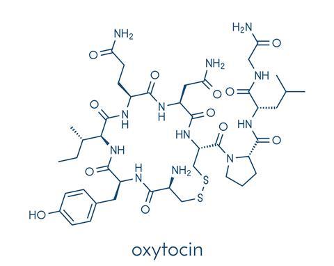 Oxytocin hormone molecule - skeletal formula