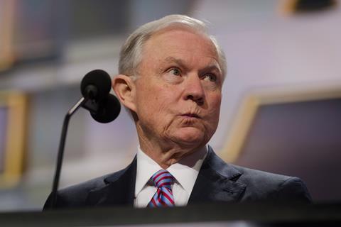 Senator Jeff Sessions stumps for presumptive Republican presidential nominee Donald Trump at the Republican National Convention.