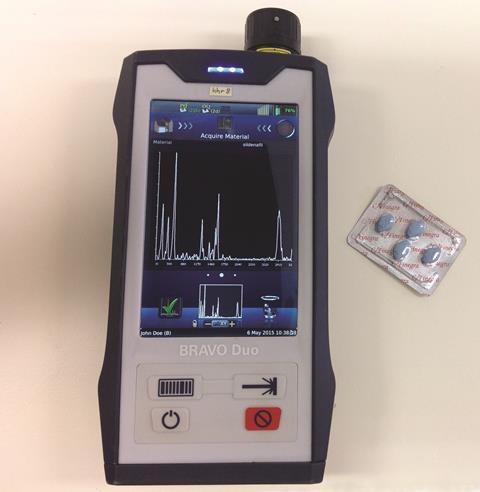 Handheld Raman spectrometer and Viagra tablets